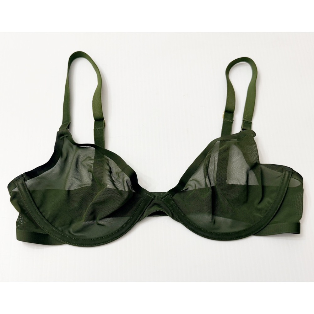 CUUP The Plunge Mesh Green Sheer Underwire Bra - 32D
